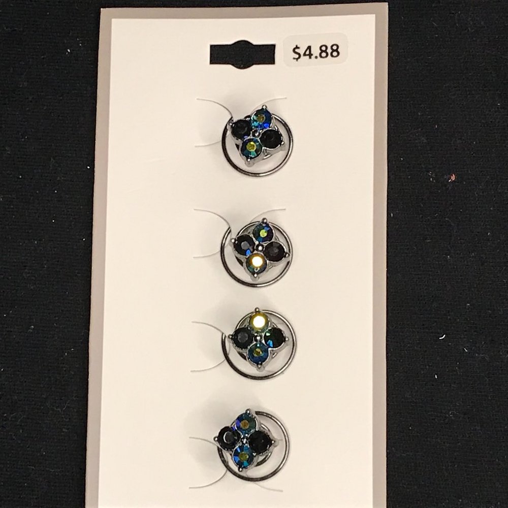 4pc Blue Green Flower Style Hair Pins